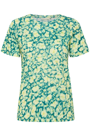 AlmaIW Print T-shirt Green Painted Flower - 30108258
