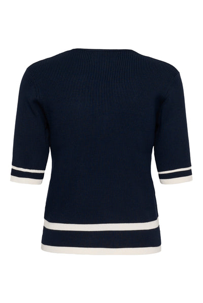 LeenahIW V-Neck Blouse Marin/Vanilj - 302665 - 30110675 Thumbnail