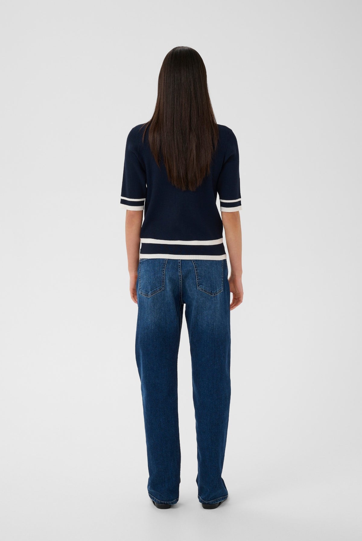 LeenahIW V-Neck Blouse Marin/Vanilj - 302665 - 30110675