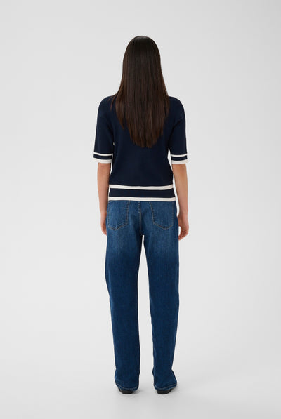 LeenahIW V-Neck Blouse Marin/Vanilj - 302665 - 30110675 Thumbnail