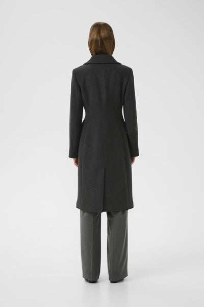 ThoraIW Lapel Coat R Mörkgråmelerad - 30110808 Thumbnail