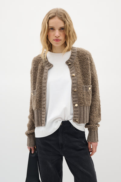 GuoIW Cardigan Sandy Grey Melange - 30110938 Thumbnail