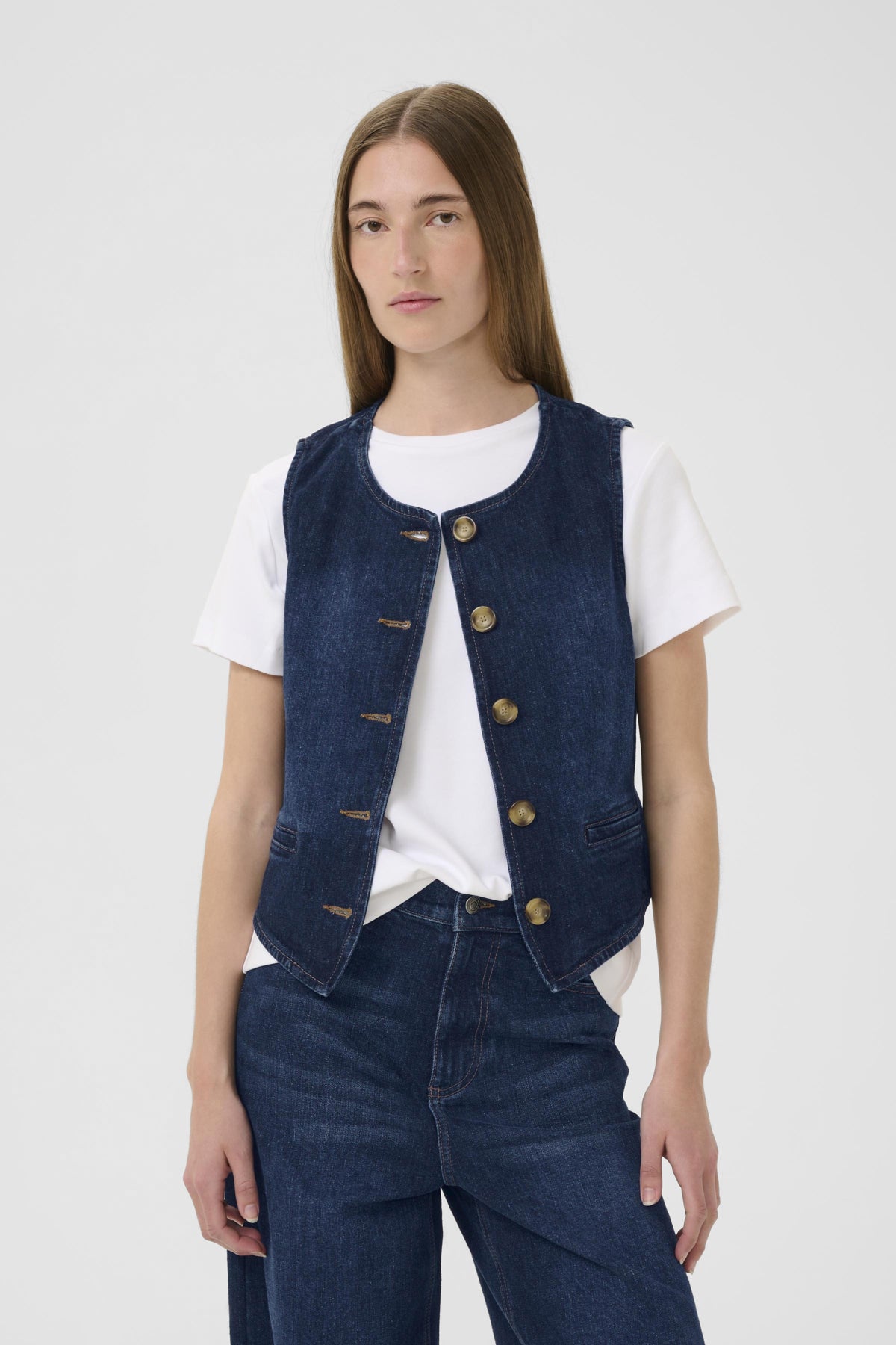 NanaIW Waistcoat Dark Wash Denim