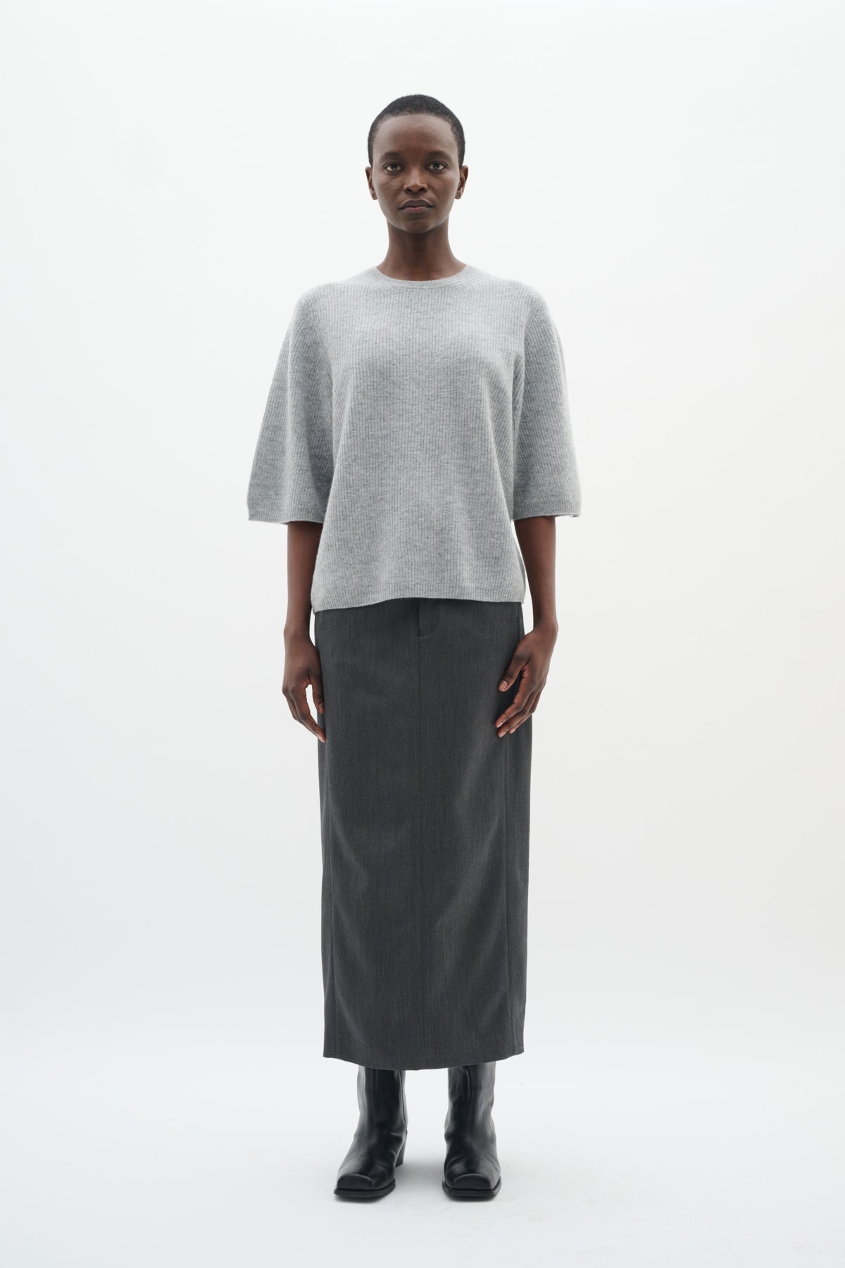 BrunildaIW Skirt Mörkgråmelerad - 30111005