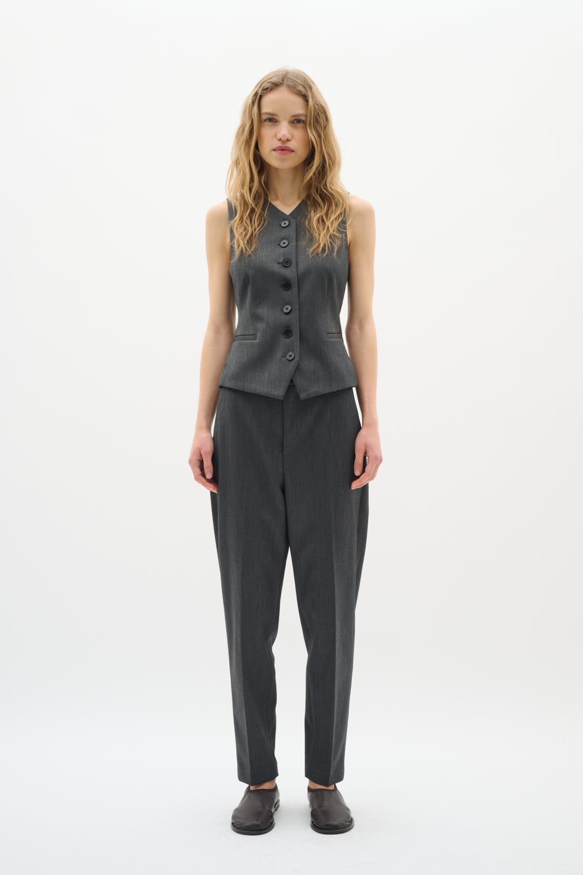BrunildaIW Waistcoat Mörkgråmelerad - 30111006