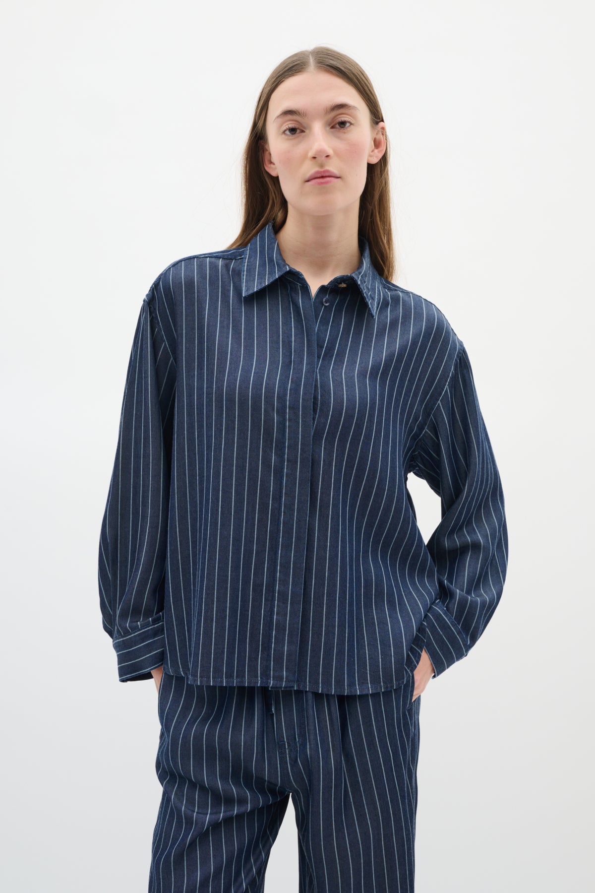 NadieIW Skjorta Mörkblå Denim