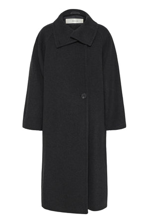 ThoraIW Collar Coat R Mörkgråmelerad - 30111083