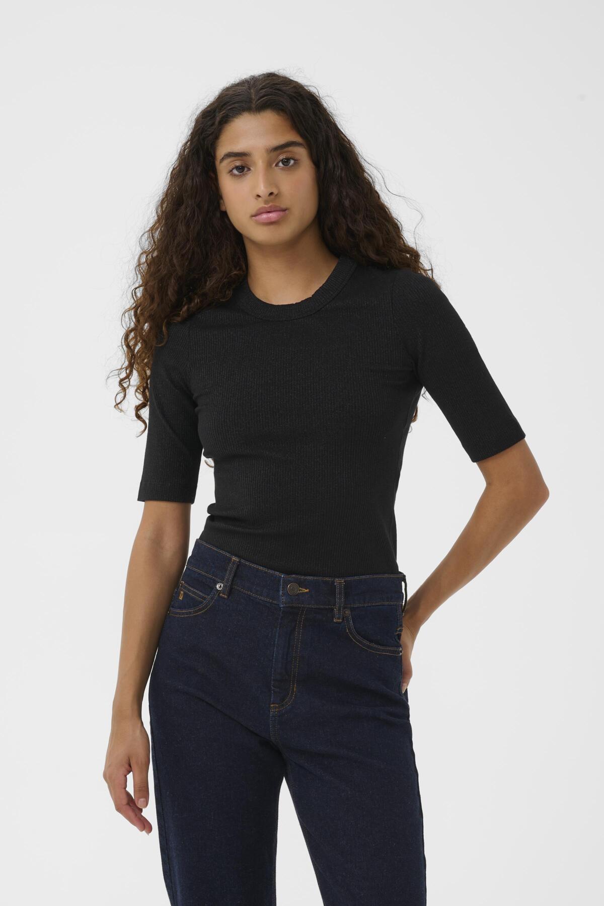DagnaIW Lurex T-shirt Black Glitter - 30111091