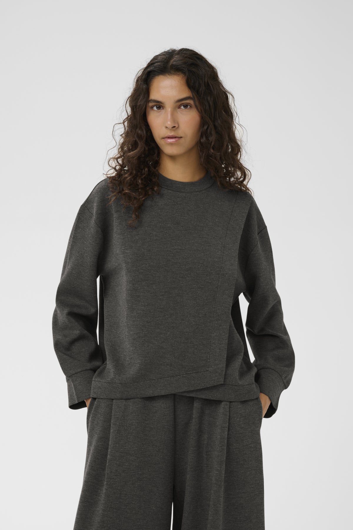 GidaIW Melange Vincent Sweatsh Mörkgrå melange