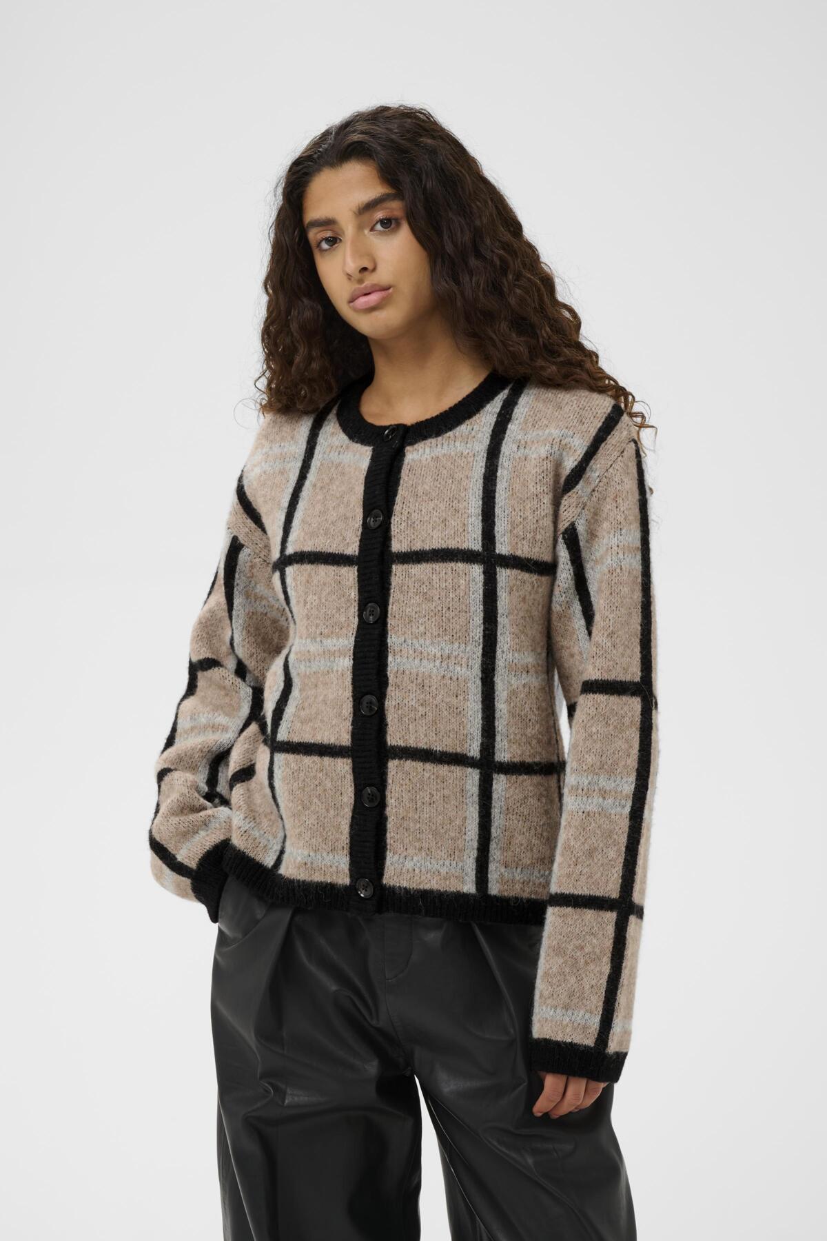TashaIW Cardigan Neutral Check - 300534 - 30111190