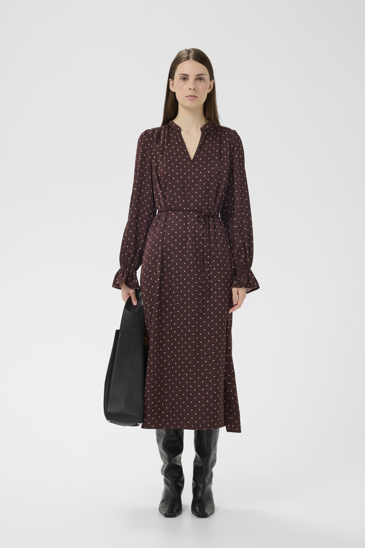 ZaniaIW Klänning Brun Bordeaux Small Dot - 305 - 30111248