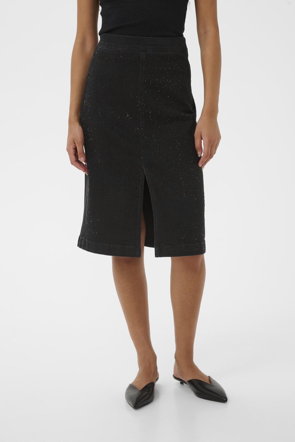 AALIAIW PENCIL SKIRT BLACK SHATTERED STONES - 30112102