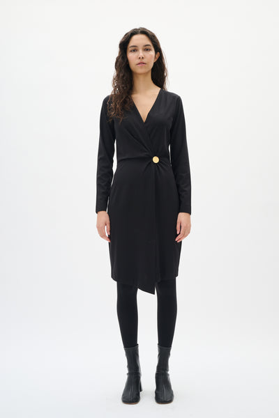 KASEYIW FAKE WRAP DRESS Svart - 194008 - 30112119 Thumbnail