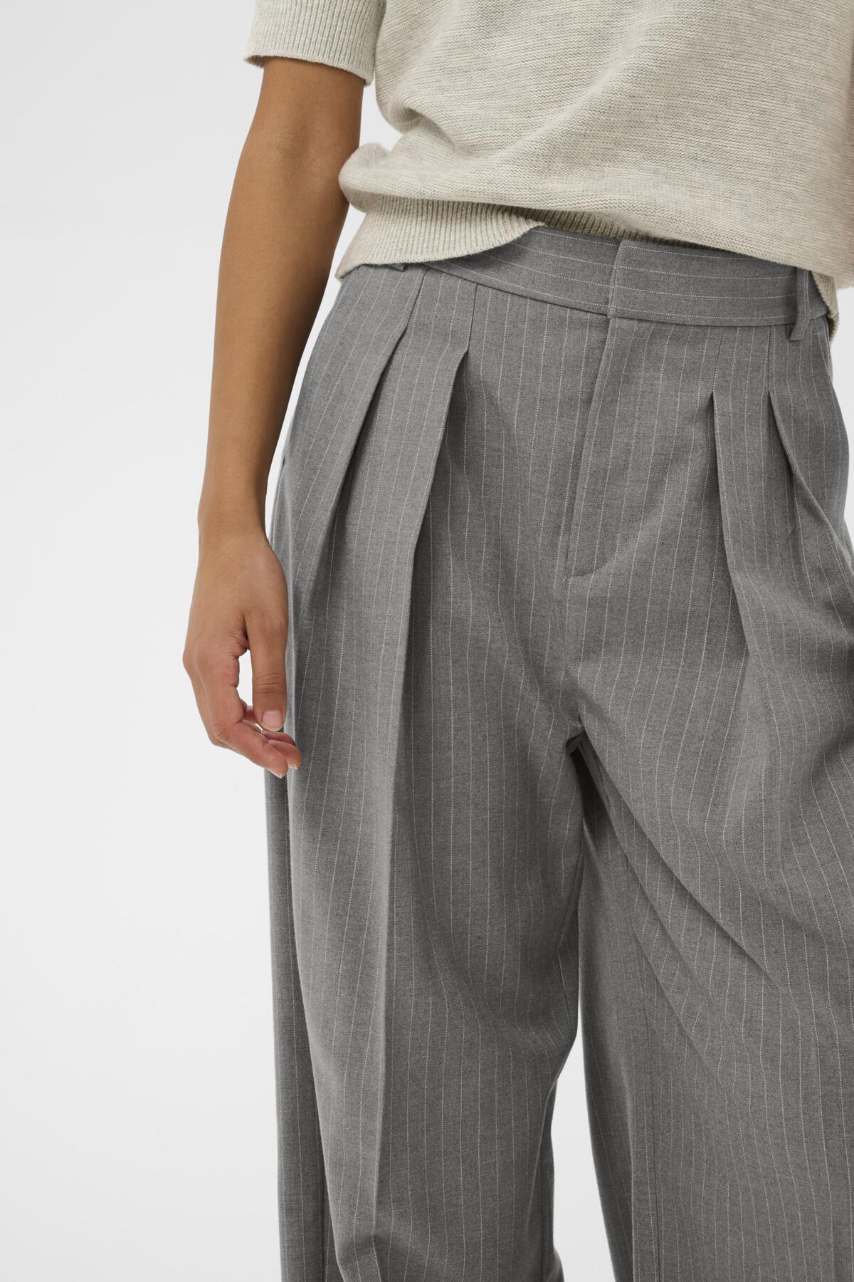 HOSANNAIW PLEATED PANT New Light Grey Melange - 30028 - 30112224
