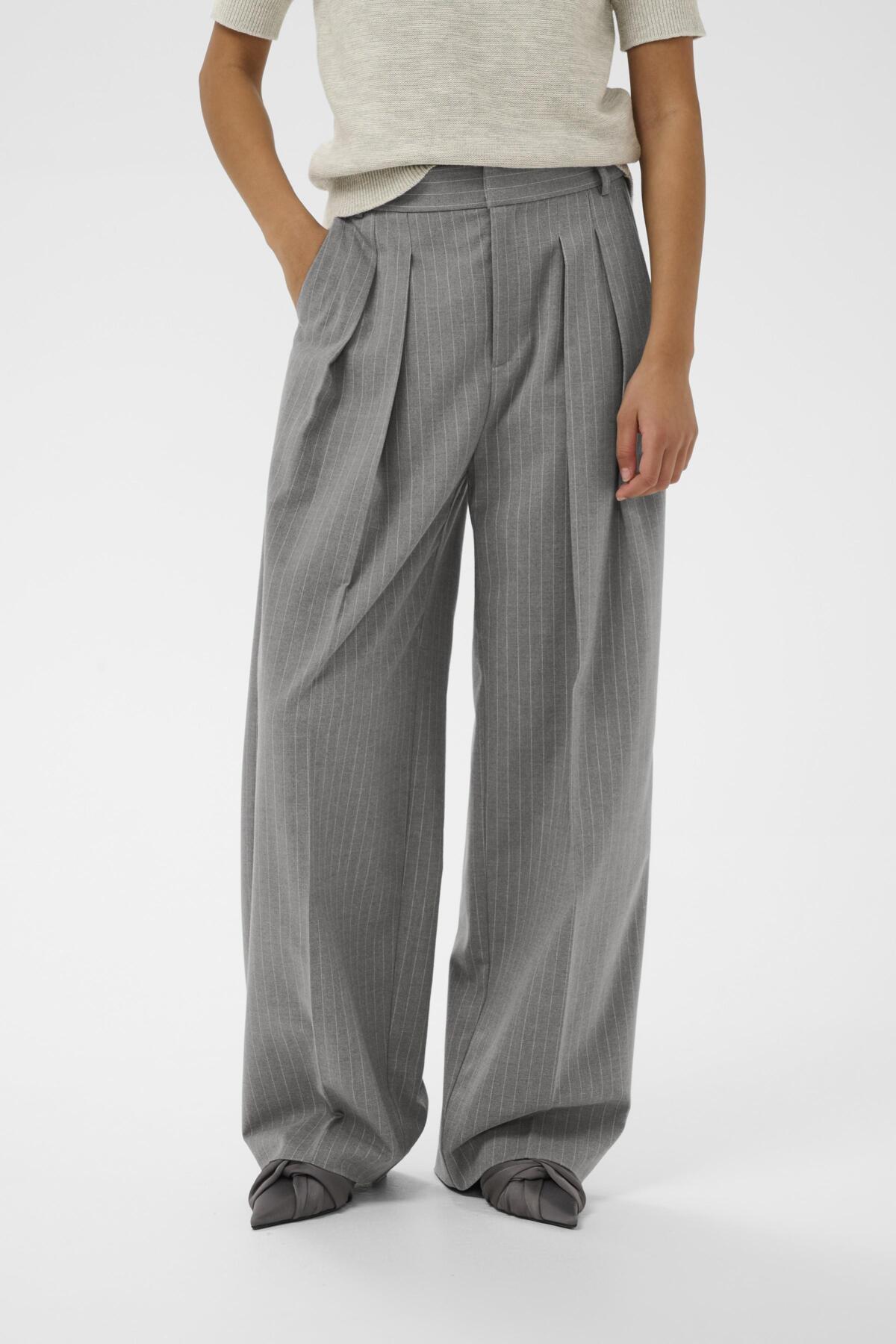 HOSANNAIW PLEATED PANT New Light Grey Melange - 30028 - 30112224