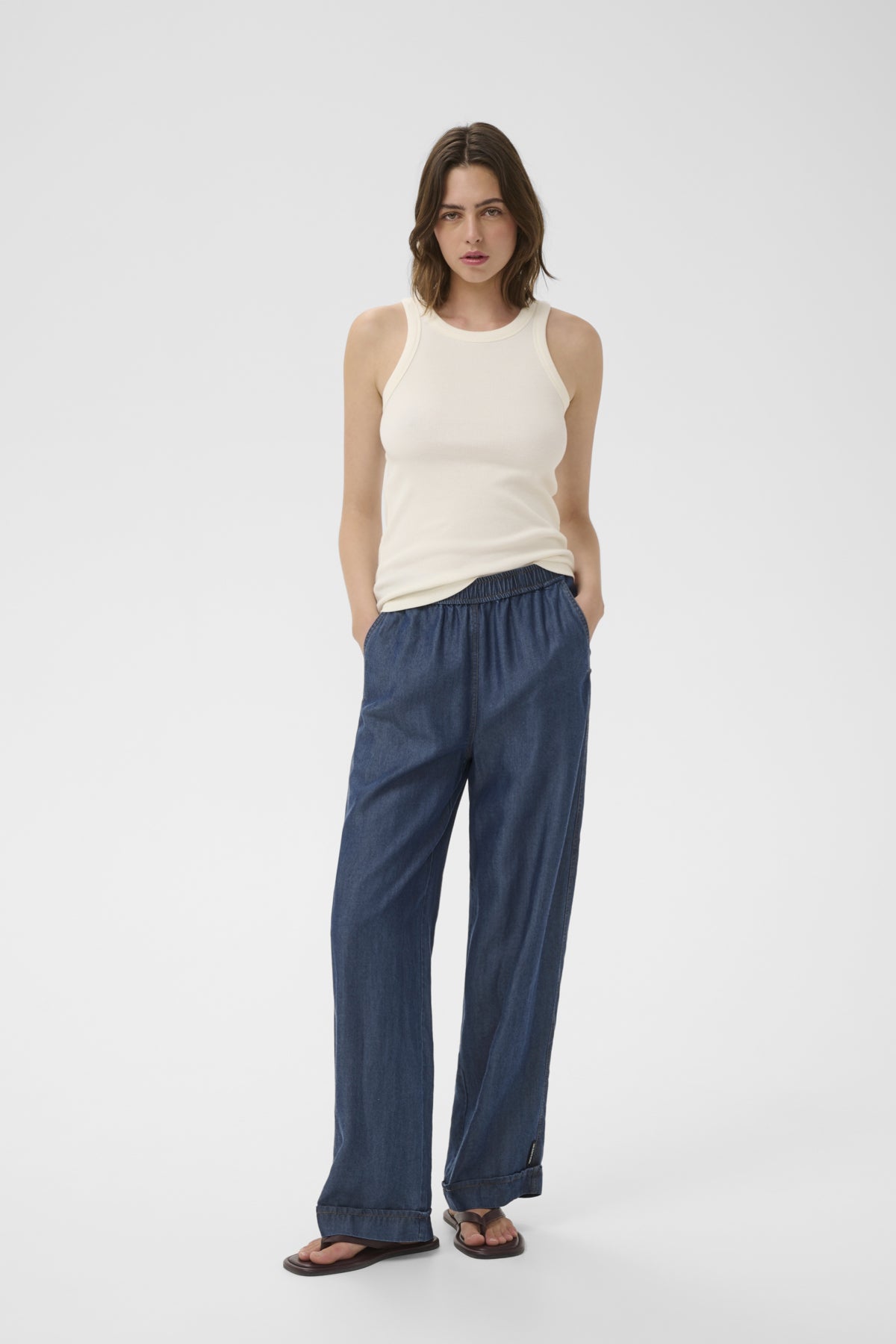 ELOISEIW PULLON PANTS Mörkblå denim - 303349 - 30112532