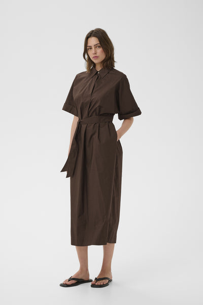ELLINIW COLLAR DRESS Coffee Bean - 190915 - 30112538 Thumbnail