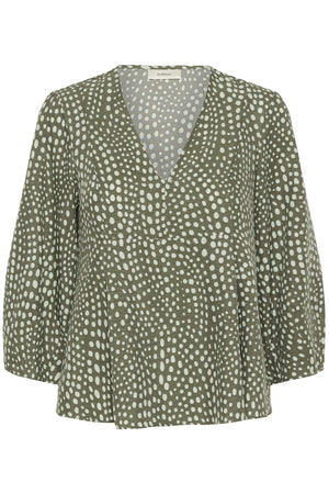LIBERTYIW V-NECK GREEN FADED DOT - 900007187 - 30112583