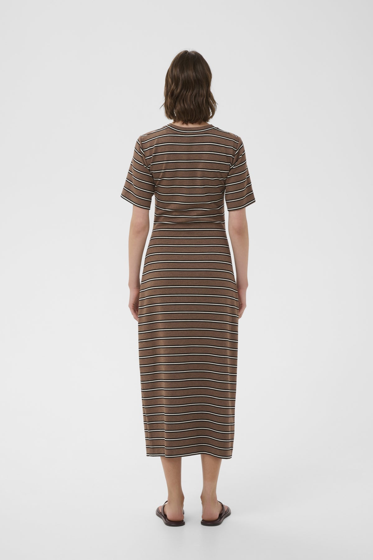 FARIIW VINCENTIW MEL DRESS COFFEE QUARTZ MELANGE STRIPES - 30112761