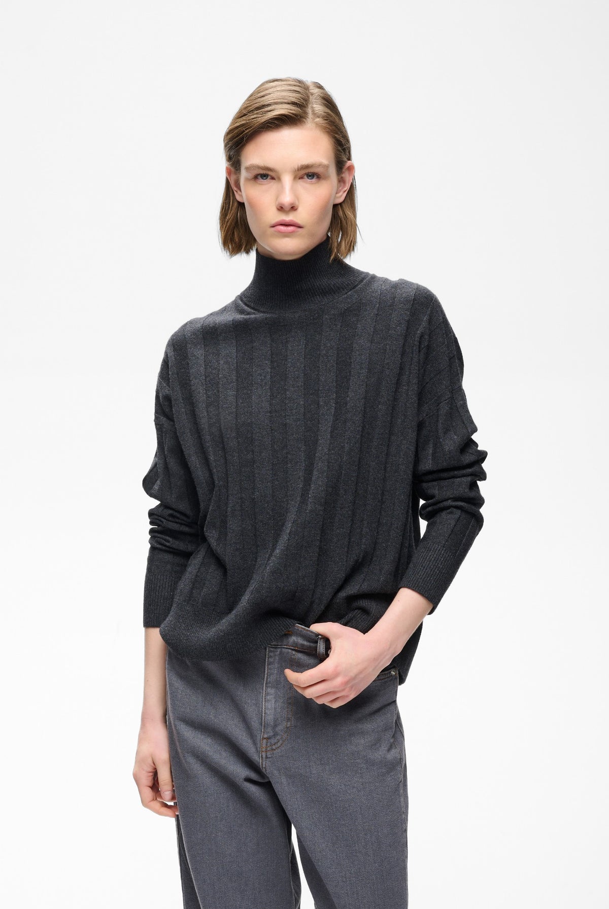 TESSIW KELLSIE PULLOVER Mörkgråmelerad - 300596 - 30112928