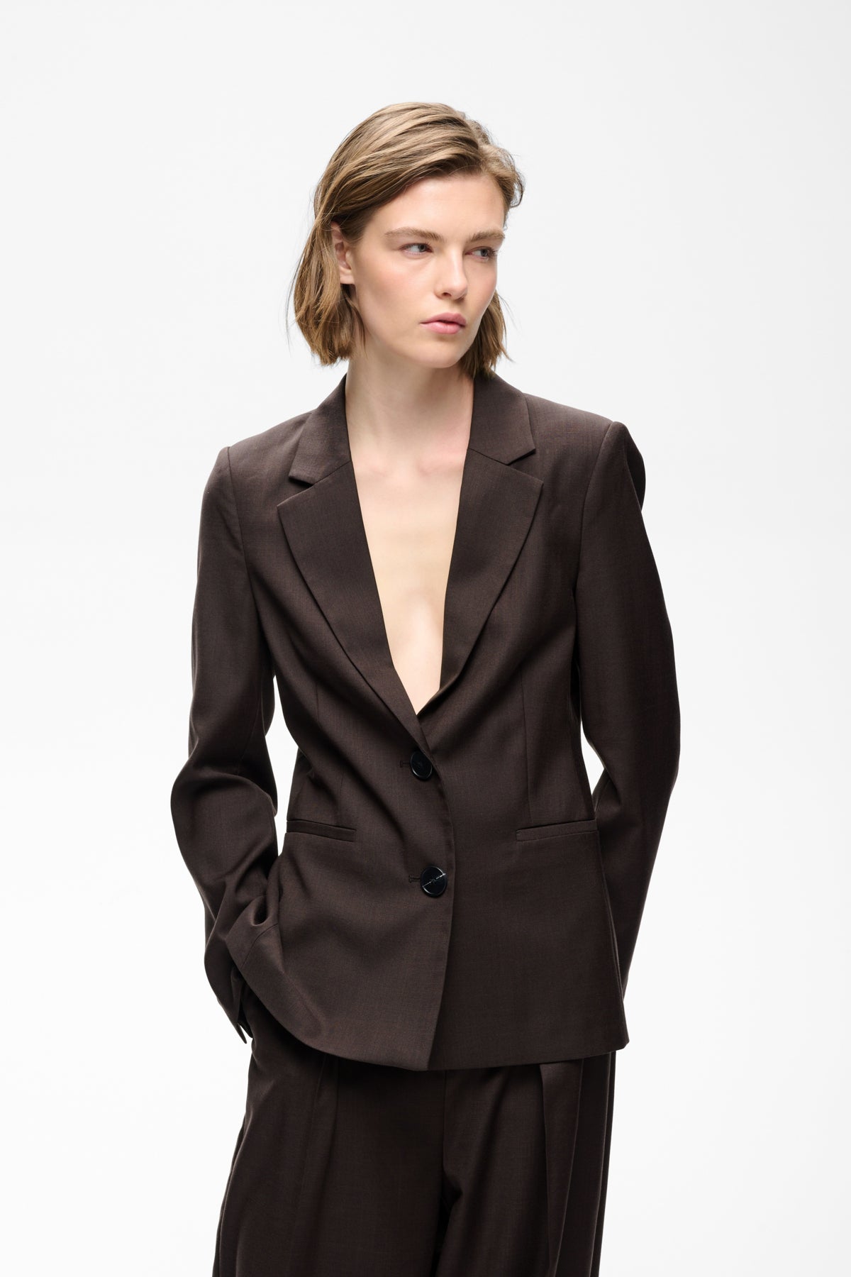 CADIEIW MEL CORE BLAZER Chocolate Brown Melange - 1911 - 30113067