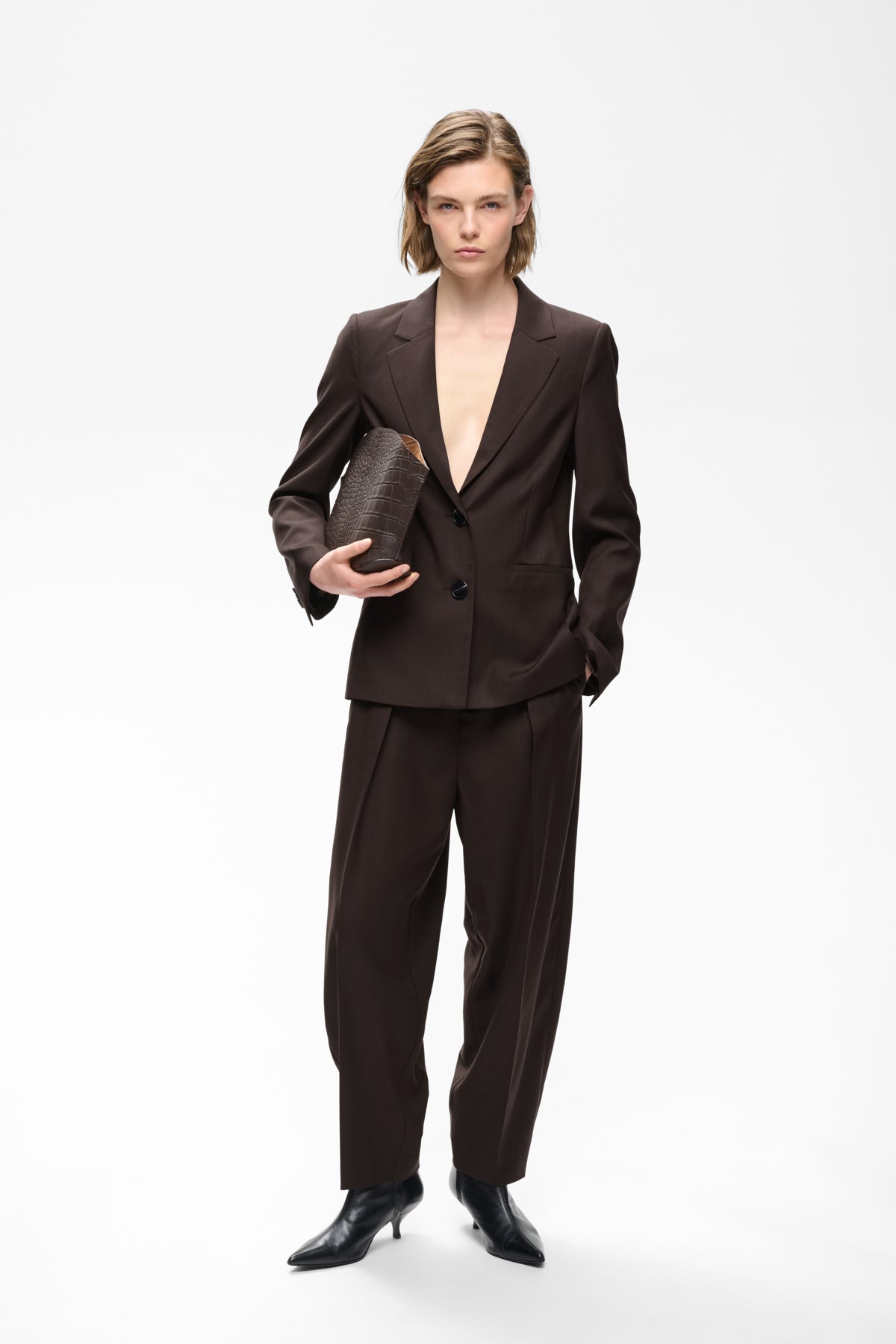 CADIEIW MEL CORE BARREL PANT Chocolate Brown Melange - 1911 - 30113069