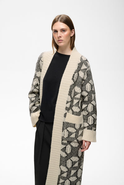 TULAIW CARDIGAN GRAFISKT KAKELMÖNSTER - 90001327 - 30113081 Thumbnail