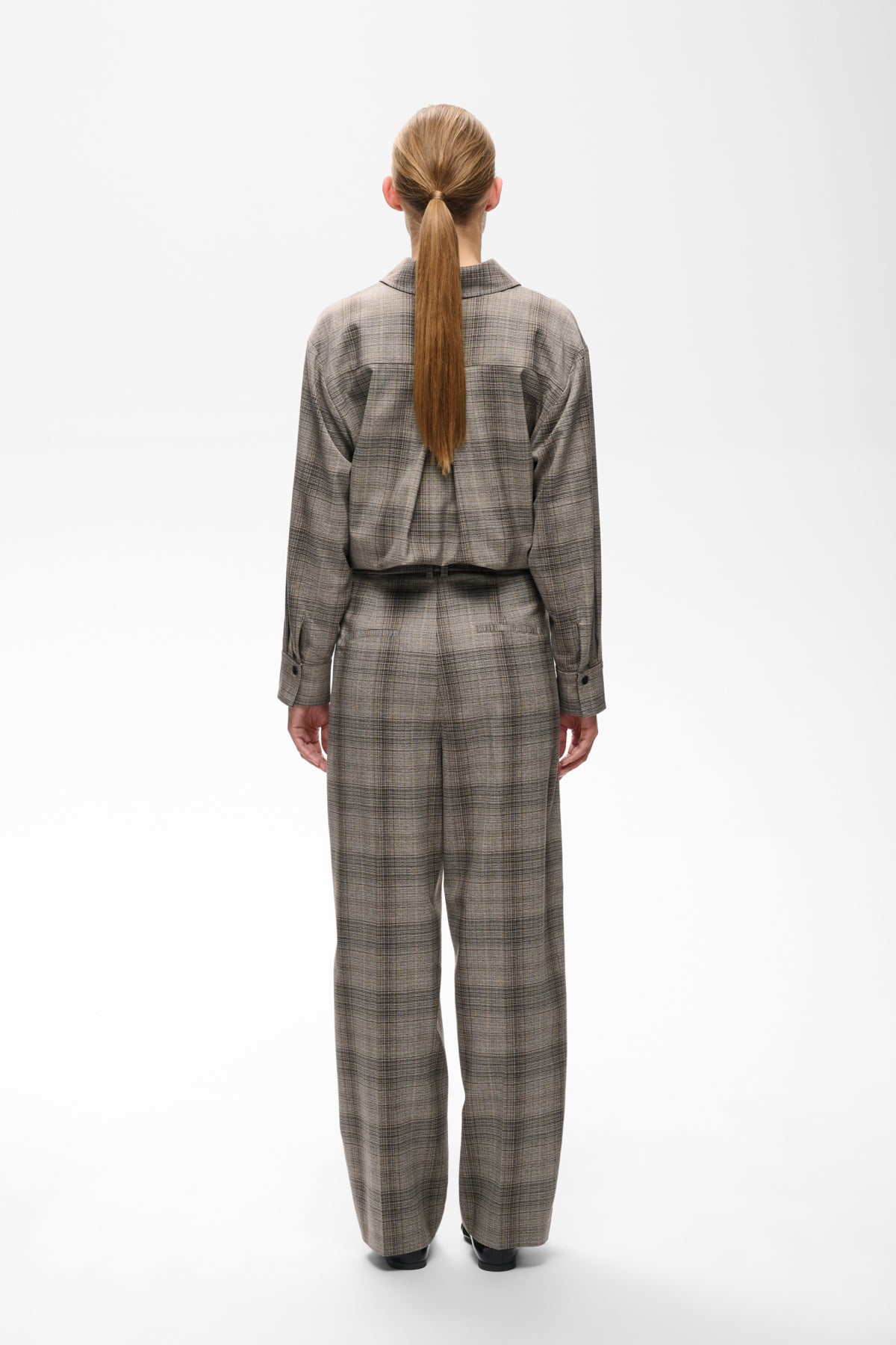 CHECKIEIW BARREL PANT BROWN FALL CHECK - 900013856 - 30113084