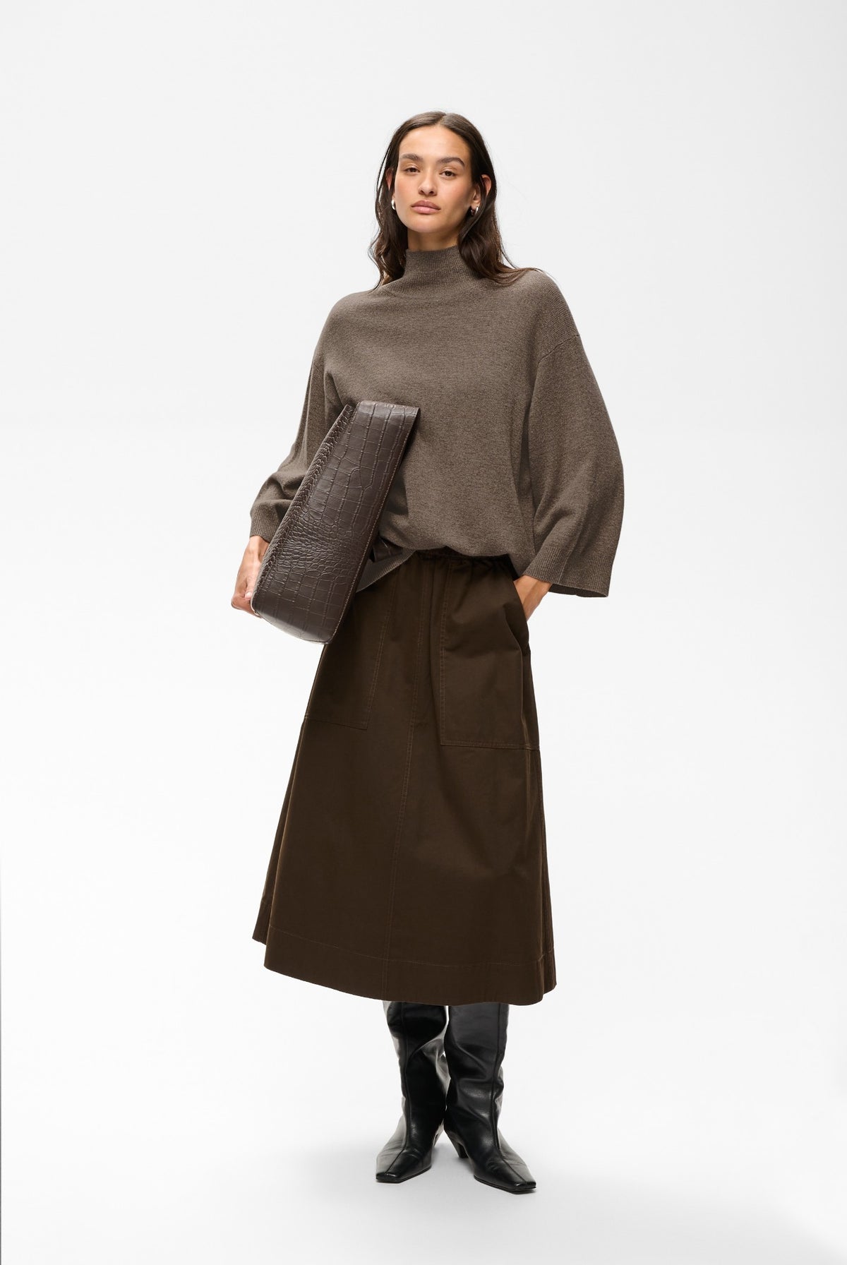 TALLYIW MONIKA HIGHNECK Chocolate Brown Melange - 1911 - 30113216