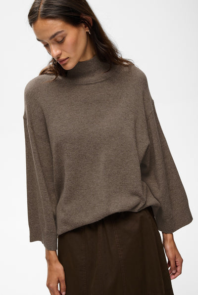 TALLYIW MONIKA HIGHNECK Chocolate Brown Melange - 1911 - 30113216 Thumbnail