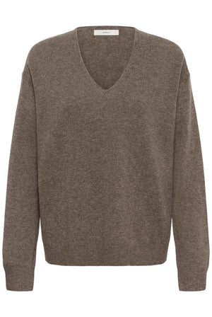 TALLYIW MONIKA V-NECK Chokladbrun Melange - 1911 - 30113217