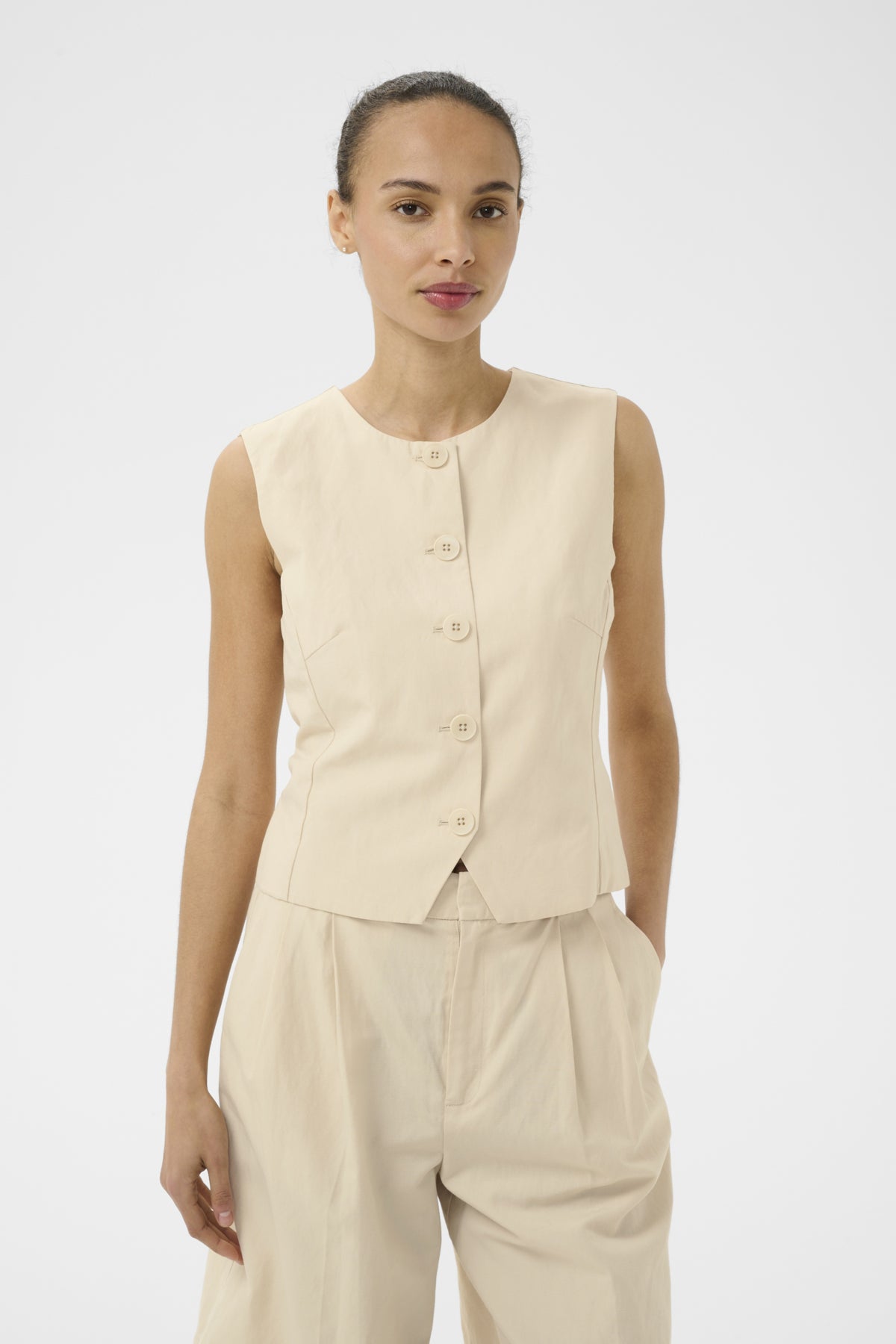 BenittaPW Waistcoat Sandshell - 130907 - 30310511