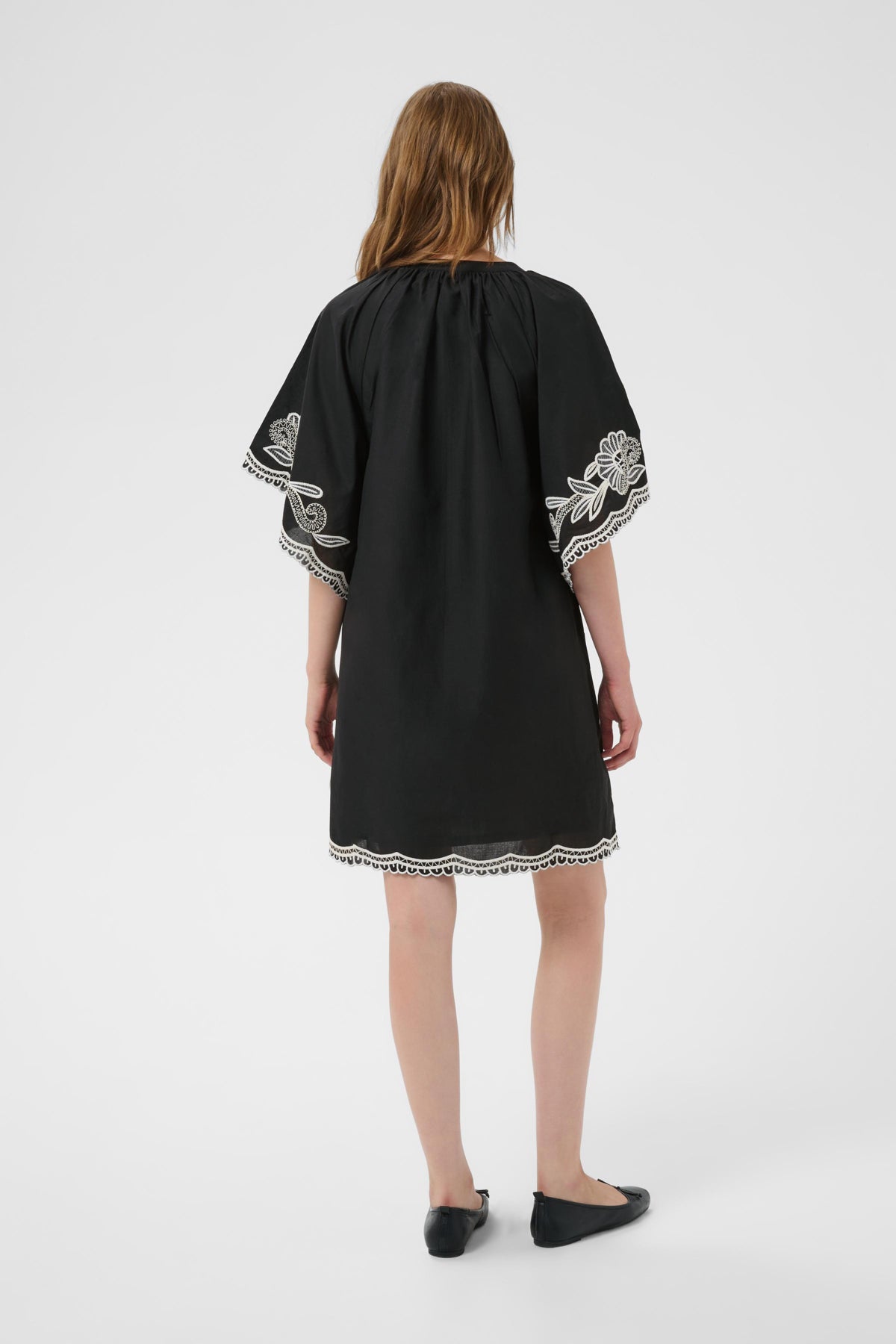 BreannaPW Klänning Svart V offwhite brod - 304950 - 30310524