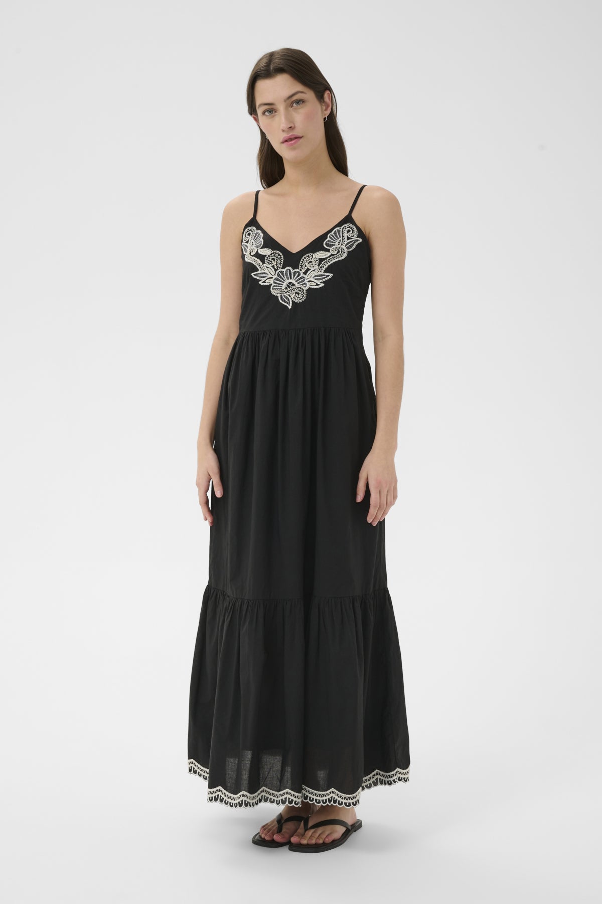 BiannaPW Klänning Svart M offwhite brod - 304950 - 30310541