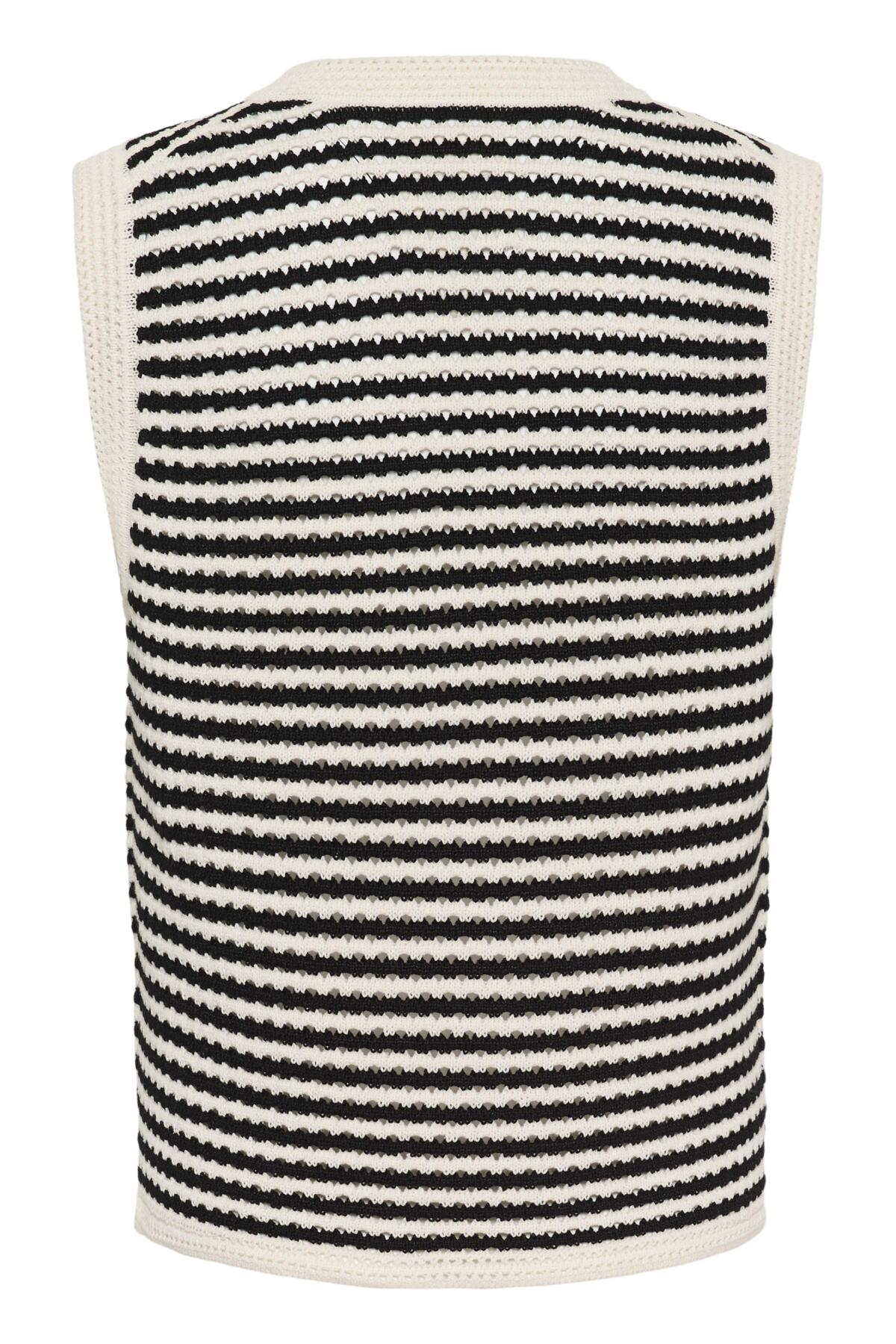BrookiPW Waistcoat Svart och Vit Virkad Look - - 30310579