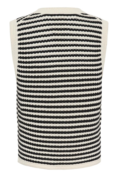 BrookiPW Waistcoat Svart och Vit Virkad Look - - 30310579 Thumbnail