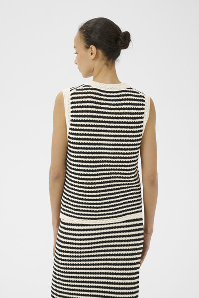 BrookiPW Waistcoat Svart och Vit Virkad Look - - 30310579 Thumbnail