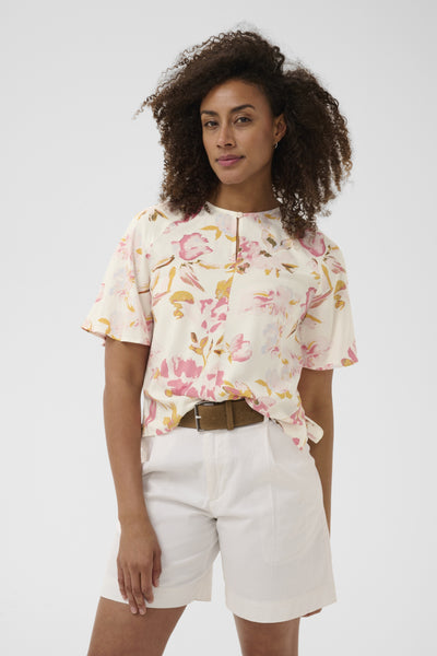 BertelinePW Blouse Peach Blossom Watercolor Print - 30310593 Thumbnail