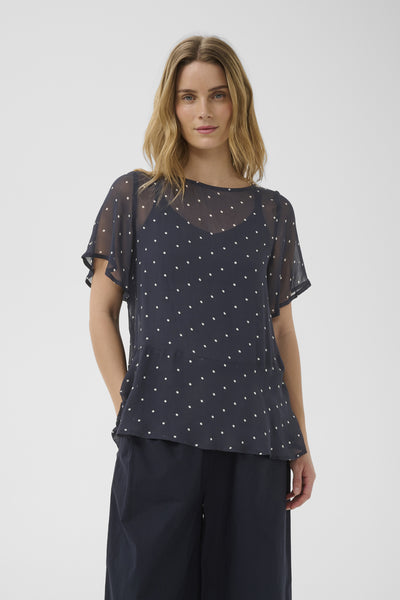DusinePW Blouse Dark Navy Dot Print - 305168 - 30310685 Thumbnail