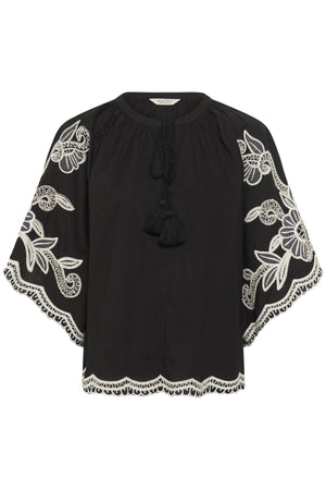 BianchaPW Blus Svart m/ offwhite brodyr - 304950 - 30310743