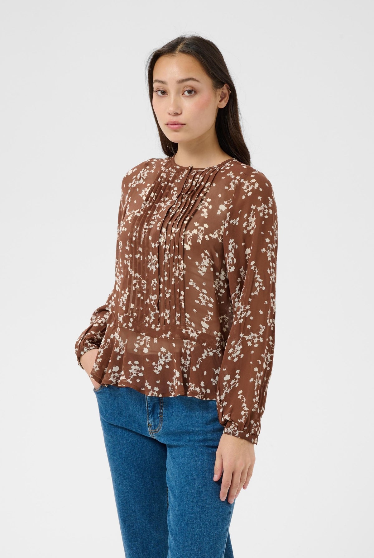 CantalinePW Skjorta Downtown Brown Leaf print - 30 - 30310758