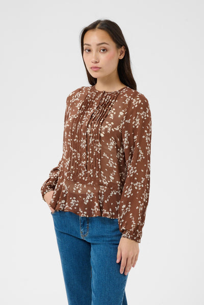 CantalinePW Skjorta Downtown Brown Leaf print - 30 - 30310758 Thumbnail