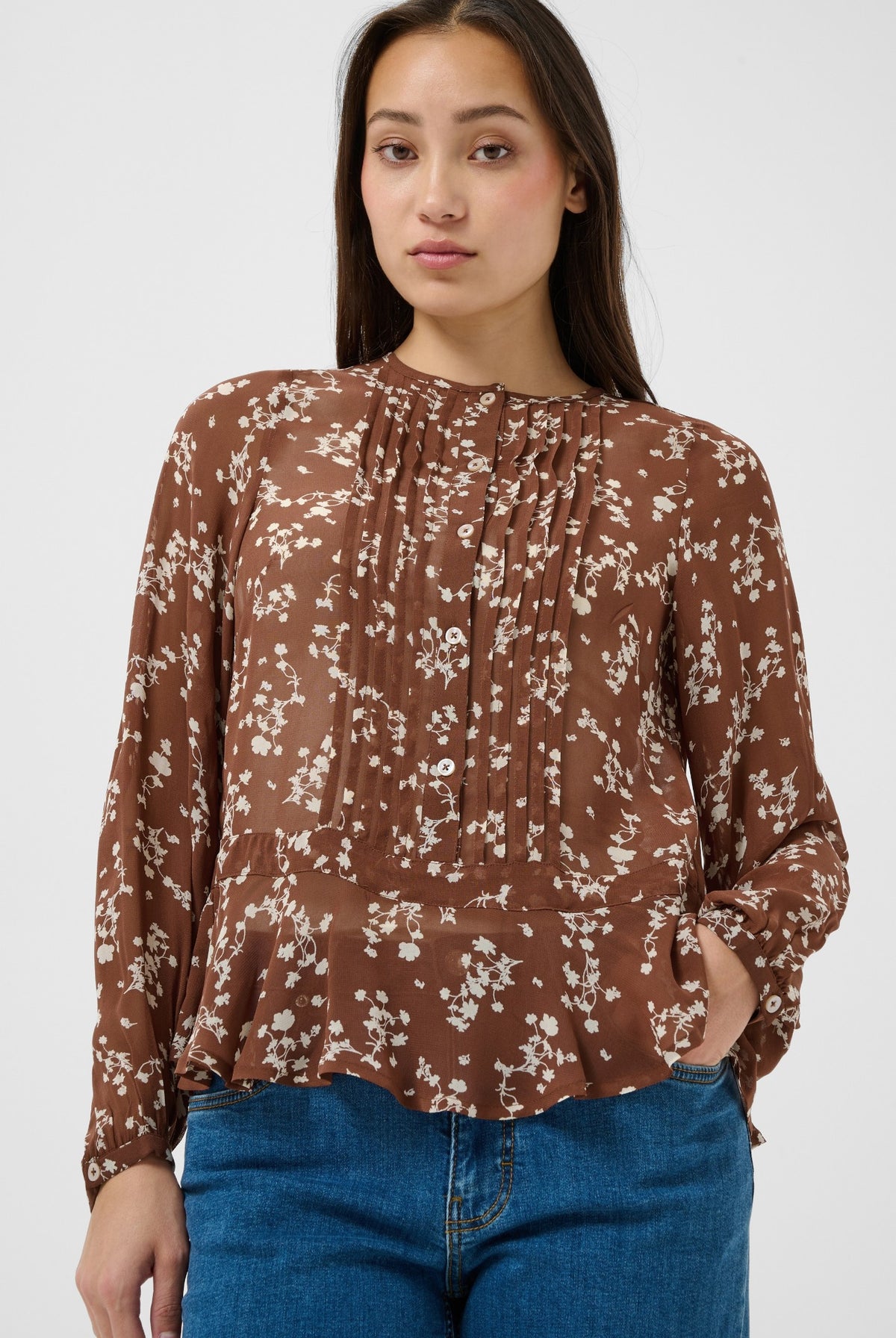 CantalinePW Skjorta Downtown Brown Leaf print - 30 - 30310758