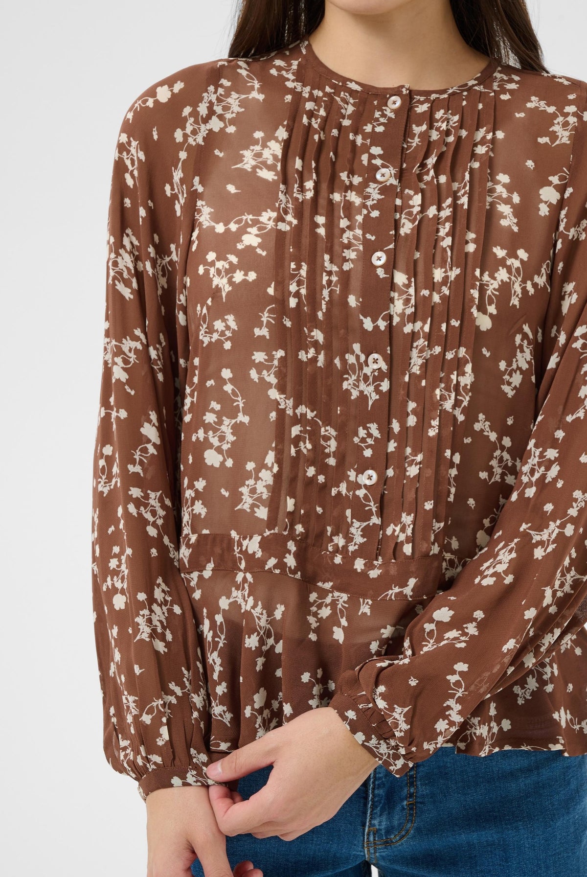 CantalinePW Skjorta Downtown Brown Leaf print - 30 - 30310758