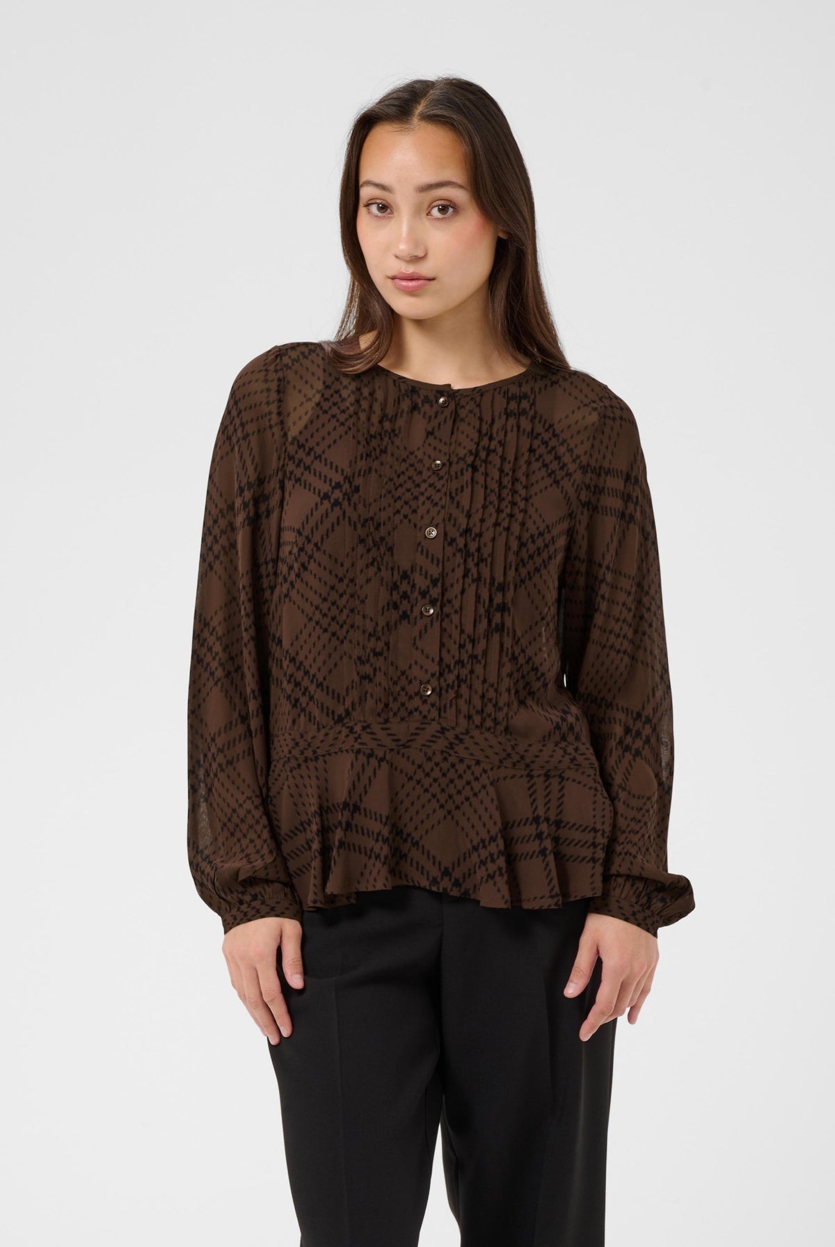 CantalinePW Skjorta Brun Rutigt Tryck - 305302 - 30310758