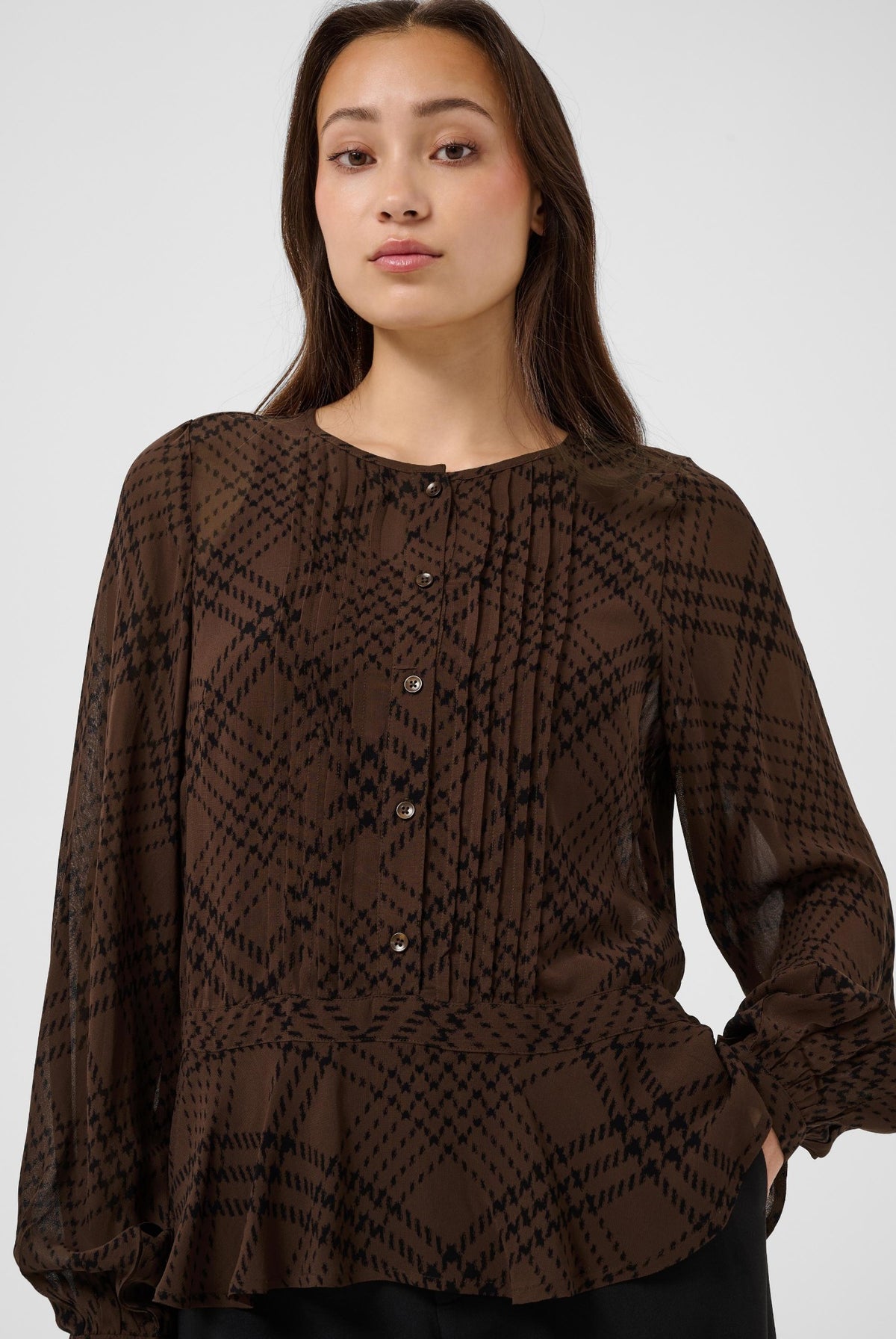 CantalinePW Skjorta Brun Rutigt Tryck - 305302 - 30310758