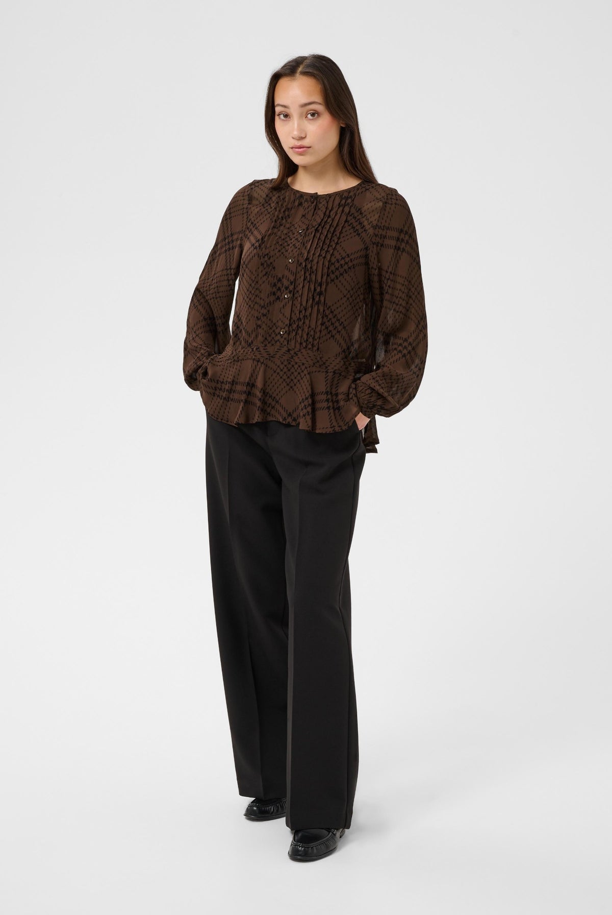 CantalinePW Skjorta Brun Rutigt Tryck - 305302 - 30310758