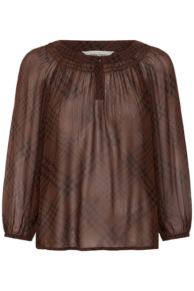 CatinPW Blouse Brown Check Print - 305302 - 30310759 Thumbnail