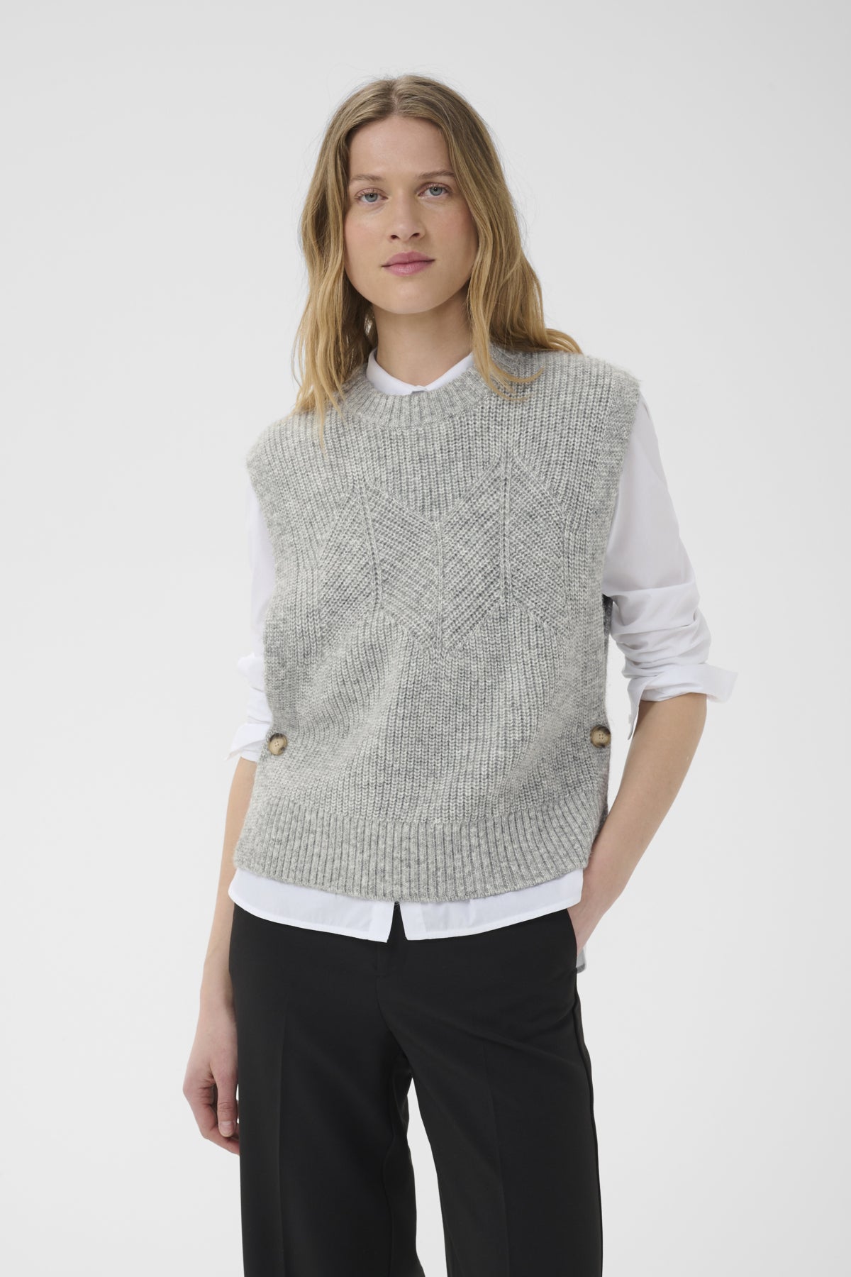 CharlyePW Waistcoat Medium Grey Melange - 1802011 - 30310831