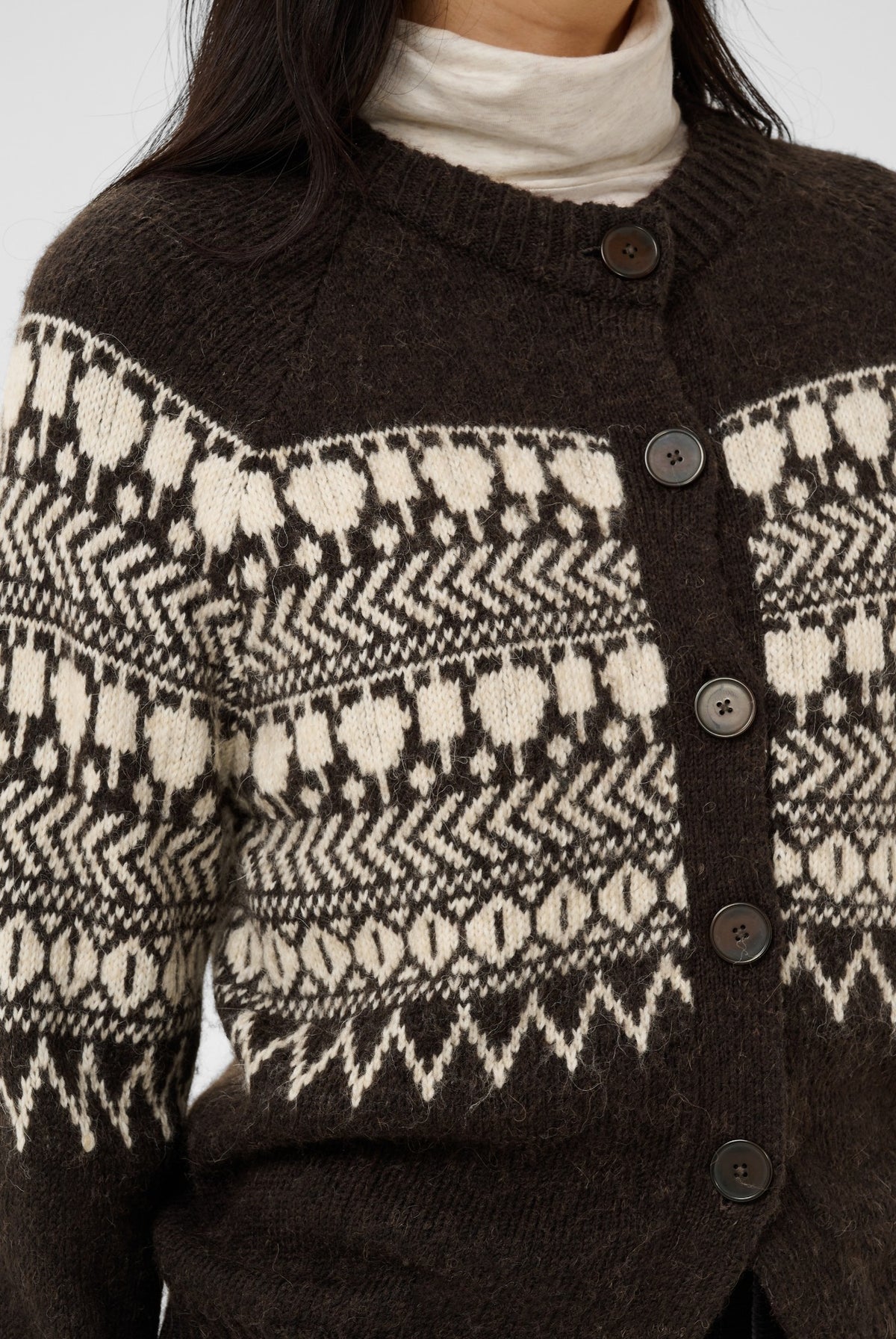CharmainePW Cardigan Mole/Whitcap Jaquard - 305383 - 30310832